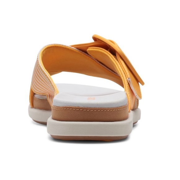NIB Clarks Cloudsteppers 8W Wide Eliza April Comfort Slide Sandal Yellow - Picture 6 of 15